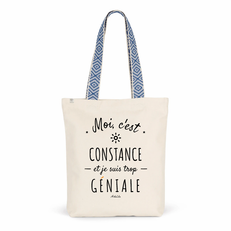 Cadeau anniversaire : Tote Bag Premium - Constance est trop Géniale - 2 Coloris - Cadeau Durable - Cadeau Personnalisable - Cadeaux-Positifs.com -Unique-Bleu-