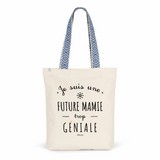 Tote Bag Premium - Future Mamie trop Géniale - 2 Coloris - Cadeau Durable - Cadeau Personnalisable - Cadeaux-Positifs.com -Unique-Bleu-