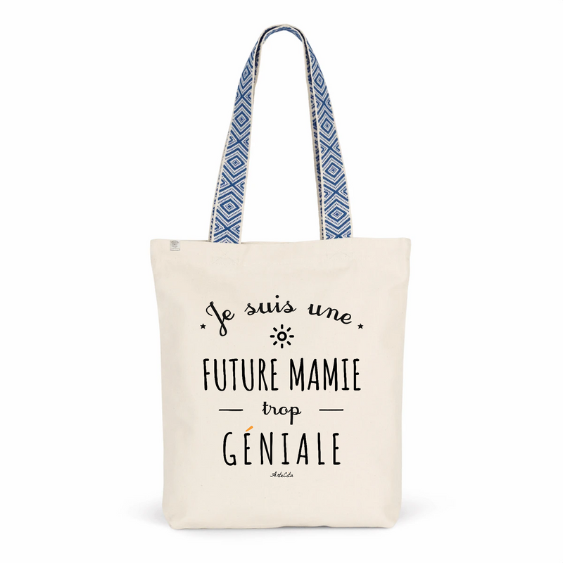 Cadeau anniversaire : Tote Bag Premium - Future Mamie trop Géniale - 2 Coloris - Cadeau Durable - Cadeau Personnalisable - Cadeaux-Positifs.com -Unique-Bleu-