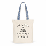 Tote Bag Premium - Sonia est trop Géniale - 2 Coloris - Cadeau Durable - Cadeau Personnalisable - Cadeaux-Positifs.com -Unique-Bleu-