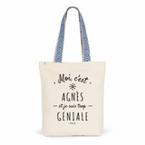 Tote Bag Premium - Agnès est trop Géniale - 2 Coloris - Cadeau Durable - Cadeau Personnalisable - Cadeaux-Positifs.com -Unique-Bleu-