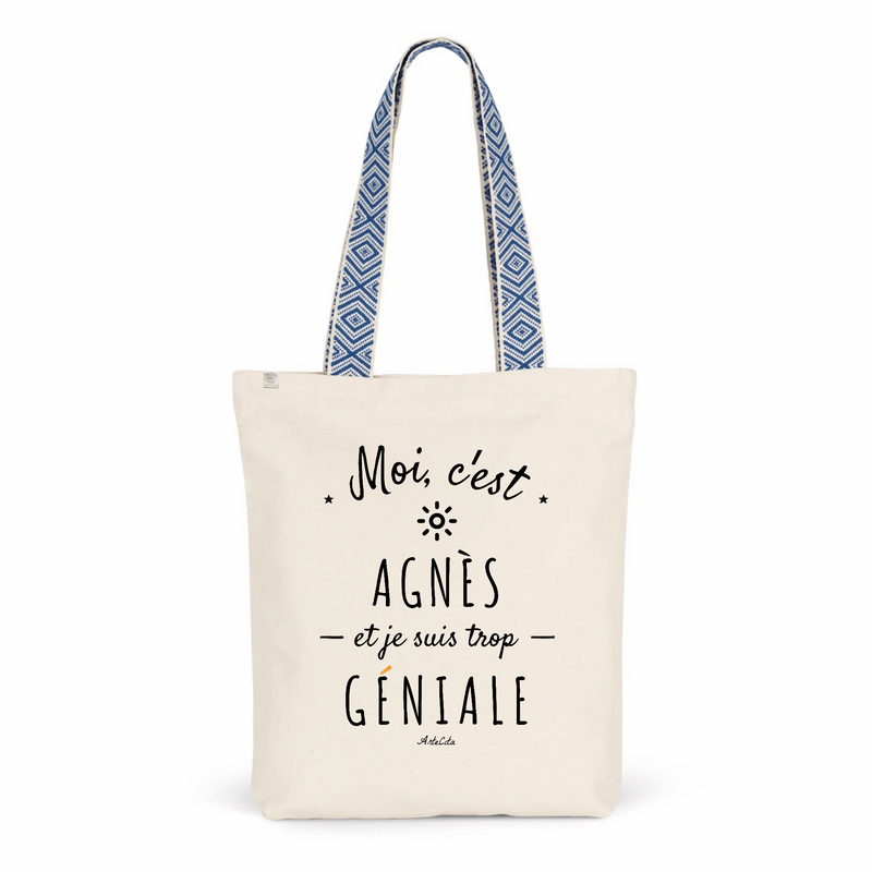 Cadeau anniversaire : Tote Bag Premium - Agnès est trop Géniale - 2 Coloris - Cadeau Durable - Cadeau Personnalisable - Cadeaux-Positifs.com -Unique-Bleu-