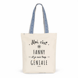 Tote Bag Premium - Fanny est trop Géniale - 2 Coloris - Cadeau Durable - Cadeau Personnalisable - Cadeaux-Positifs.com -Unique-Bleu-