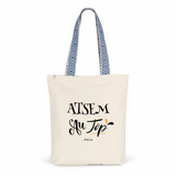 Tote Bag Premium - ATSEM au Top - 2 Coloris - Cadeau Durable - Cadeau Personnalisable - Cadeaux-Positifs.com -Unique-Bleu-