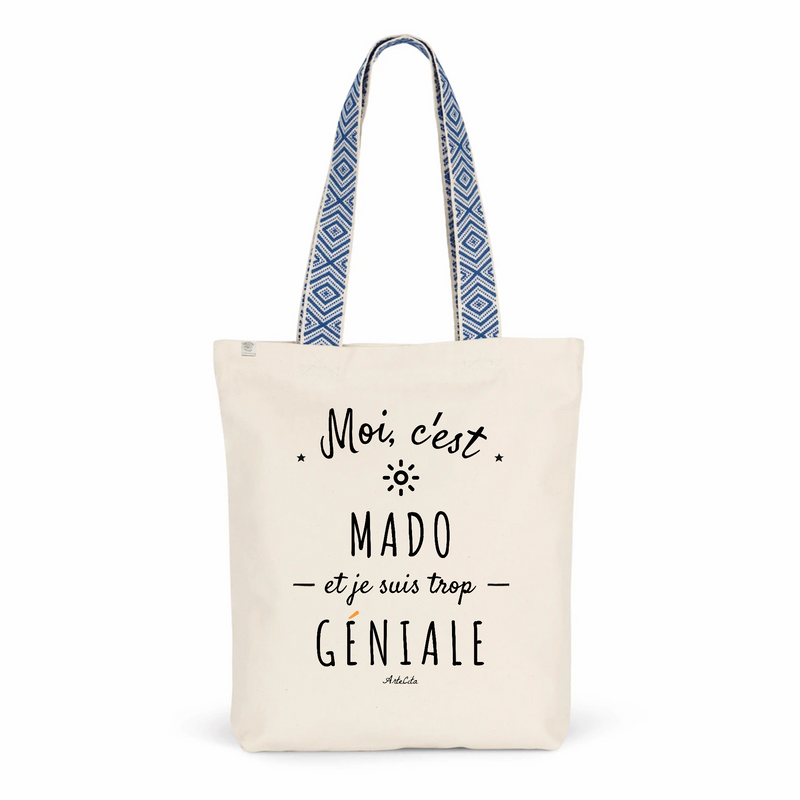 Cadeau anniversaire : Tote Bag Premium - Mado est trop Géniale - 2 Coloris - Cadeau Durable - Cadeau Personnalisable - Cadeaux-Positifs.com -Unique-Bleu-