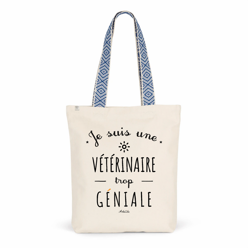 Cadeau anniversaire : Tote Bag Premium - Vétérinaire trop Géniale - 2 Coloris - Cadeau Durable - Cadeau Personnalisable - Cadeaux-Positifs.com -Unique-Bleu-