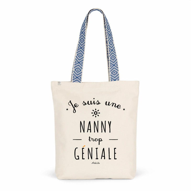 Cadeau anniversaire : Tote Bag Premium - Nanny trop Géniale - 2 Coloris - Cadeau Durable - Cadeau Personnalisable - Cadeaux-Positifs.com -Unique-Bleu-
