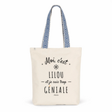 Tote Bag Premium - Lilou est trop Géniale - 2 Coloris - Cadeau Durable - Cadeau Personnalisable - Cadeaux-Positifs.com -Unique-Bleu-