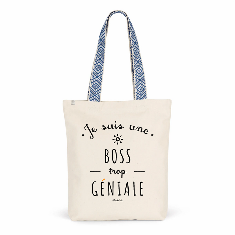 Cadeau anniversaire : Tote Bag Premium - Boss trop Géniale - 2 Coloris - Cadeau Durable - Cadeau Personnalisable - Cadeaux-Positifs.com -Unique-Bleu-
