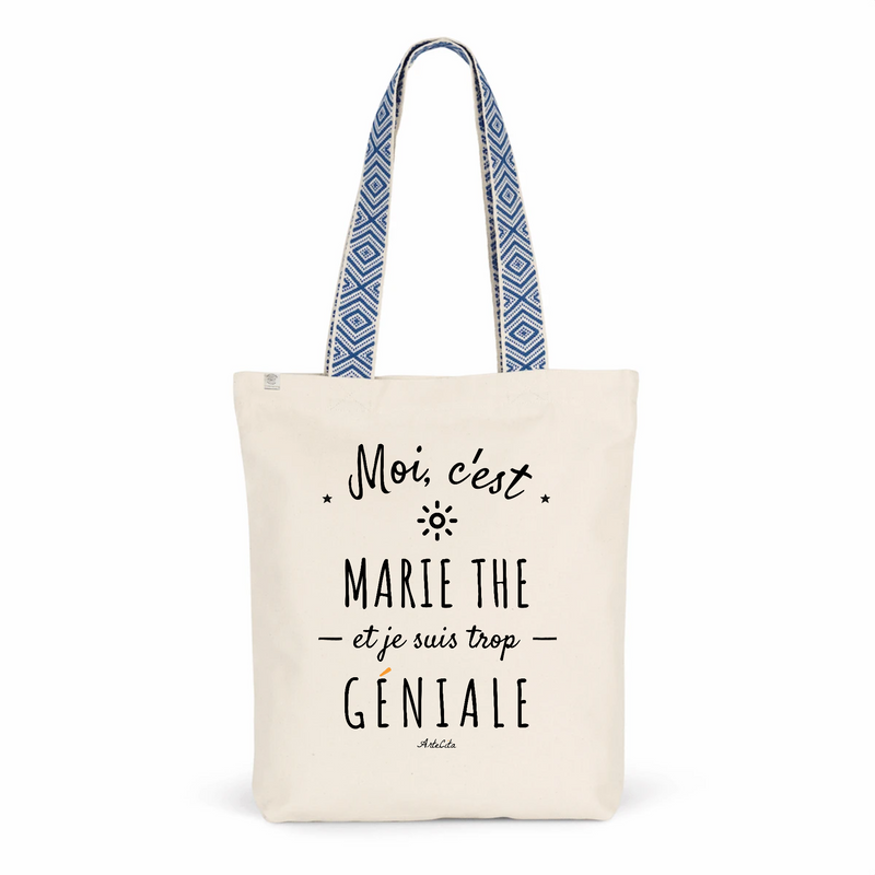 Cadeau anniversaire : Tote Bag Premium - Marie The est trop Géniale - 2 Coloris - Cadeau Durable - Cadeau Personnalisable - Cadeaux-Positifs.com -Unique-Bleu-