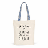 Tote Bag Premium - Clarisse est trop Géniale - 2 Coloris - Cadeau Durable - Cadeau Personnalisable - Cadeaux-Positifs.com -Unique-Bleu-