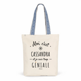 Tote Bag Premium - Cassandra est trop Géniale - 2 Coloris - Cadeau Durable - Cadeau Personnalisable - Cadeaux-Positifs.com -Unique-Bleu-