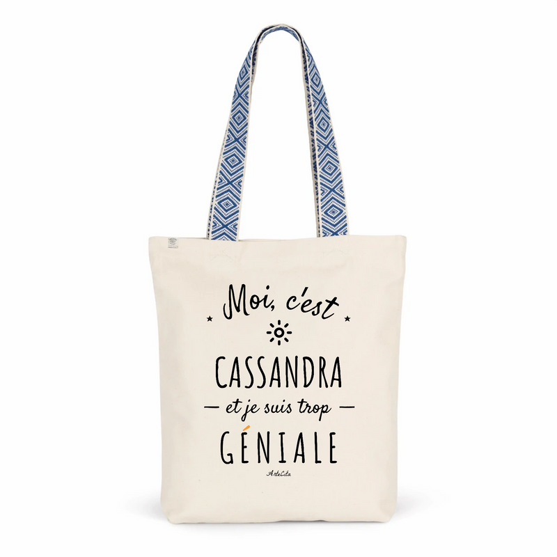 Cadeau anniversaire : Tote Bag Premium - Cassandra est trop Géniale - 2 Coloris - Cadeau Durable - Cadeau Personnalisable - Cadeaux-Positifs.com -Unique-Bleu-
