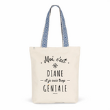 Tote Bag Premium - Diane est trop Géniale - 2 Coloris - Cadeau Durable - Cadeau Personnalisable - Cadeaux-Positifs.com -Unique-Bleu-