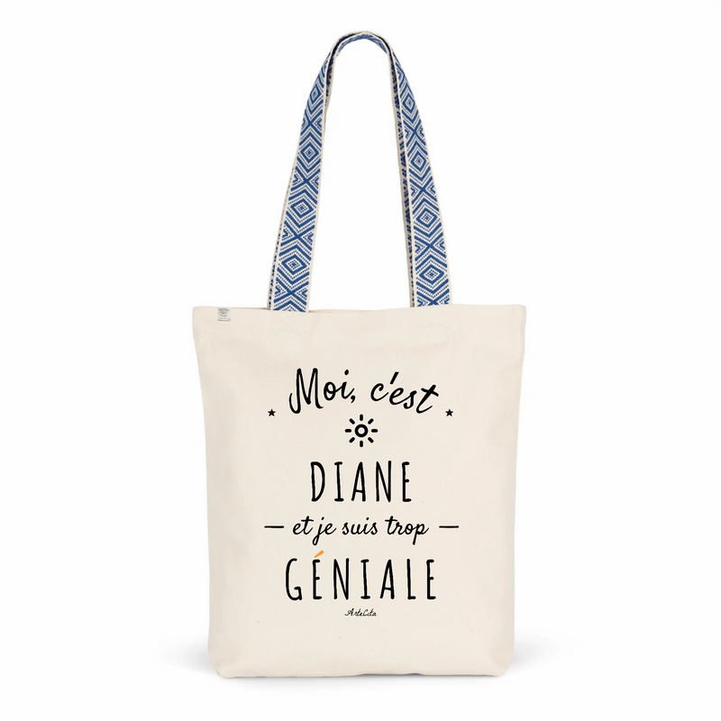 Cadeau anniversaire : Tote Bag Premium - Diane est trop Géniale - 2 Coloris - Cadeau Durable - Cadeau Personnalisable - Cadeaux-Positifs.com -Unique-Bleu-