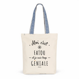 Tote Bag Premium - Fatou est trop Géniale - 2 Coloris - Cadeau Durable - Cadeau Personnalisable - Cadeaux-Positifs.com -Unique-Bleu-