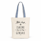 Tote Bag Premium - Isaline est trop Géniale - 2 Coloris - Cadeau Durable - Cadeau Personnalisable - Cadeaux-Positifs.com -Unique-Bleu-