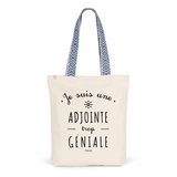 Tote Bag Premium - Adjointe trop Géniale - 2 Coloris - Cadeau Durable - Cadeau Personnalisable - Cadeaux-Positifs.com -Unique-Bleu-