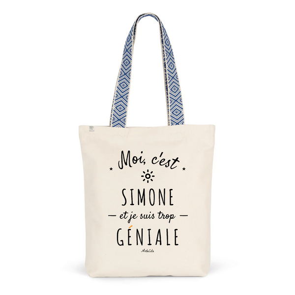 Tote Bag Premium - Simone est trop Géniale - 2 Coloris - Cadeau Durable - Cadeau Personnalisable - Cadeaux-Positifs.com -Unique-Bleu-