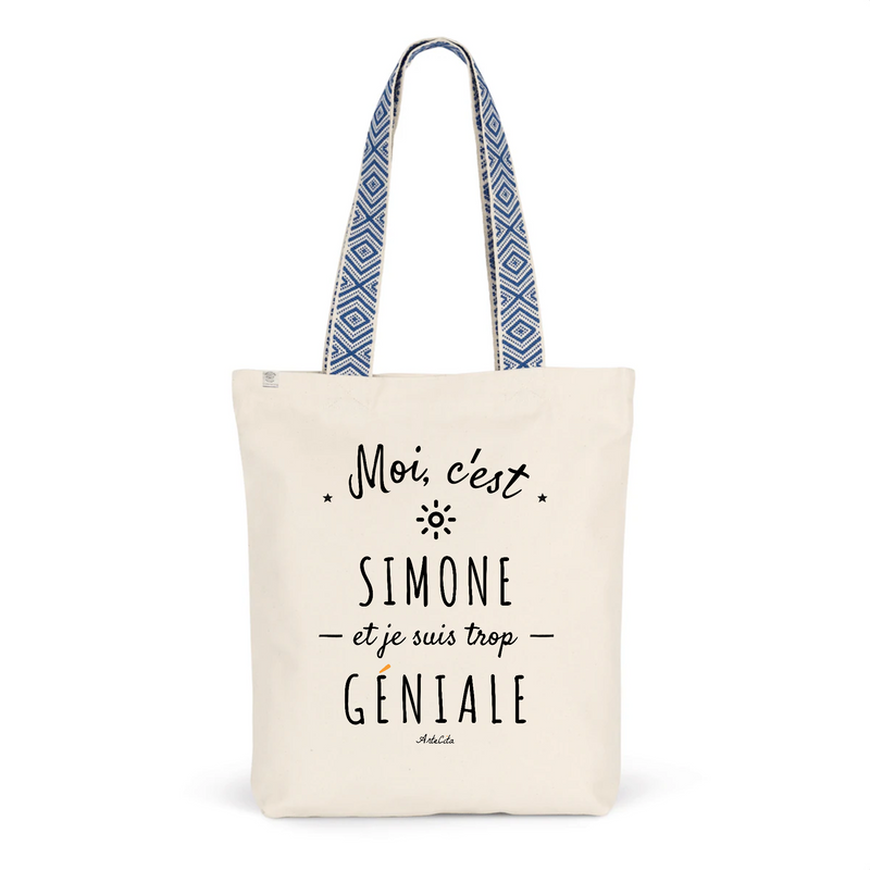 Cadeau anniversaire : Tote Bag Premium - Simone est trop Géniale - 2 Coloris - Cadeau Durable - Cadeau Personnalisable - Cadeaux-Positifs.com -Unique-Bleu-