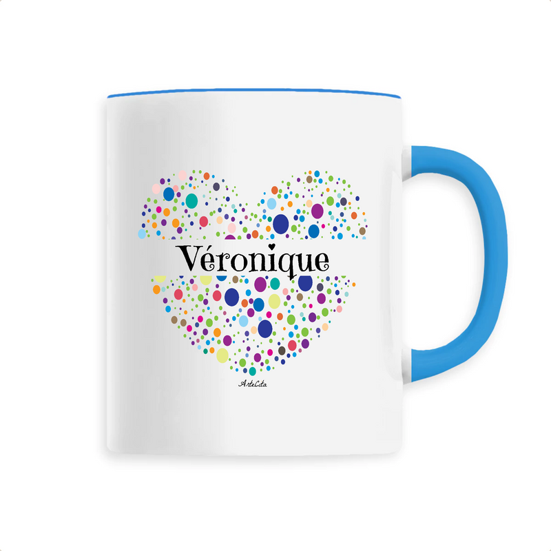 Cadeau anniversaire : Mug - Véronique (Coeur) - 6 Coloris - Cadeau Unique & Tendre - Cadeau Personnalisable - Cadeaux-Positifs.com -Unique-Bleu-