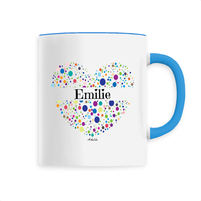 Cadeau anniversaire : Mug - Emilie (Coeur) - 6 Coloris - Cadeau Unique & Tendre - Cadeau Personnalisable - Cadeaux-Positifs.com -Unique-Bleu-