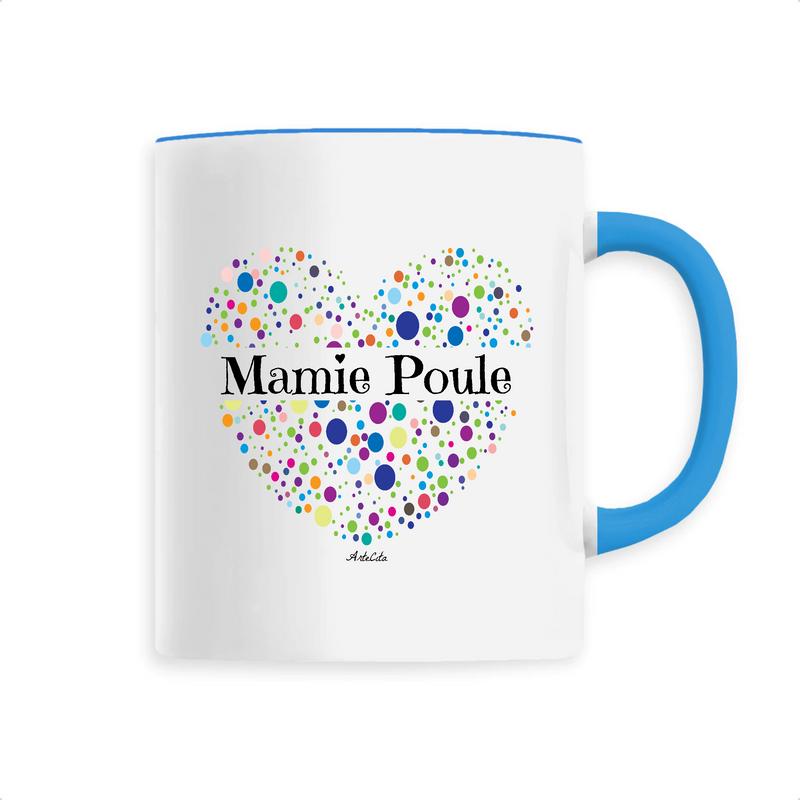 Cadeau anniversaire : Mug - Mamie Poule (Coeur) - 6 Coloris - Cadeau Unique & Tendre - Cadeau Personnalisable - Cadeaux-Positifs.com -Unique-Bleu-