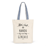 Tote Bag Premium - Nanou est trop Géniale - 2 Coloris - Cadeau Durable - Cadeau Personnalisable - Cadeaux-Positifs.com -Unique-Bleu-