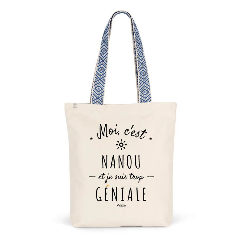 Cadeau anniversaire : Tote Bag Premium - Nanou est trop Géniale - 2 Coloris - Cadeau Durable - Cadeau Personnalisable - Cadeaux-Positifs.com -Unique-Bleu-