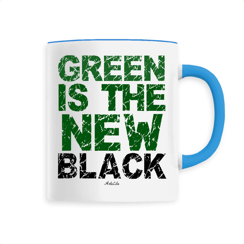 Cadeau anniversaire : Mug - Green Is The New Black - 6 Coloris - Cadeau Engagé Ecolo - Cadeau Personnalisable - Cadeaux-Positifs.com -Unique-Bleu-