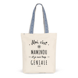 Tote Bag Premium - Maminou est trop Géniale - 2 Coloris - Cadeau Durable - Cadeau Personnalisable - Cadeaux-Positifs.com -Unique-Bleu-