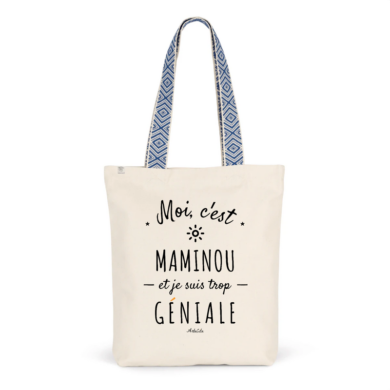 Cadeau anniversaire : Tote Bag Premium - Maminou est trop Géniale - 2 Coloris - Cadeau Durable - Cadeau Personnalisable - Cadeaux-Positifs.com -Unique-Bleu-