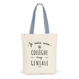Tote Bag Premium - Collègue trop Géniale - 2 Coloris - Cadeau Durable - Cadeau Personnalisable - Cadeaux-Positifs.com -Unique-Bleu-