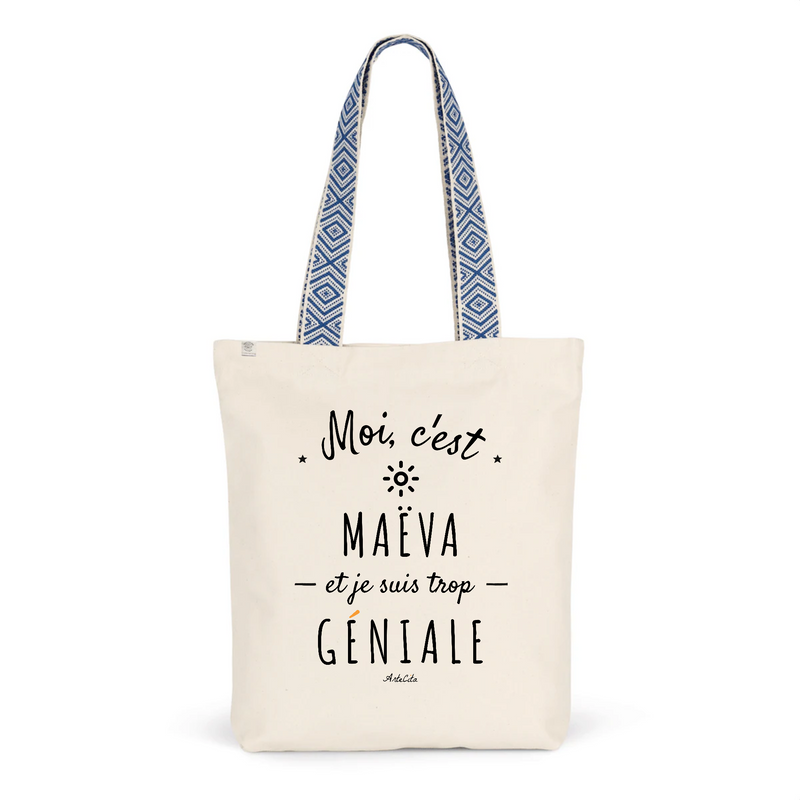 Cadeau anniversaire : Tote Bag Premium - Maëva est trop Géniale - 2 Coloris - Cadeau Durable - Cadeau Personnalisable - Cadeaux-Positifs.com -Unique-Bleu-