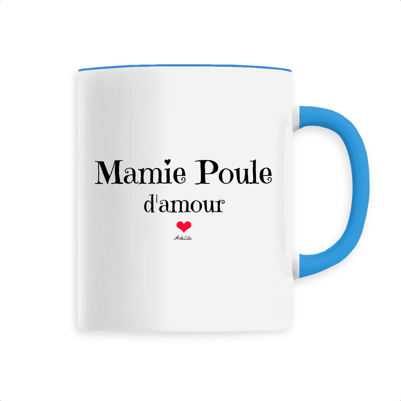 Cadeau anniversaire : Mug - Mamie Poule d'amour - 6 Coloris - Cadeau Original - Cadeau Personnalisable - Cadeaux-Positifs.com -Unique-Bleu-