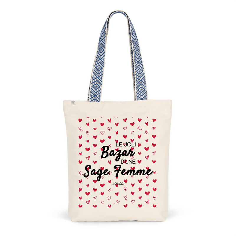 Cadeau anniversaire : Tote Bag Premium - Le joli Bazar d'une Sage Femme - 2 Coloris - Durable - Cadeau Personnalisable - Cadeaux-Positifs.com -Unique-Bleu-
