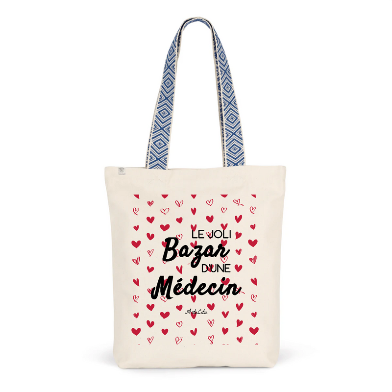 Cadeau anniversaire : Tote Bag Premium - Le joli Bazar d'une Médecin - 2 Coloris - Durable - Cadeau Personnalisable - Cadeaux-Positifs.com -Unique-Bleu-