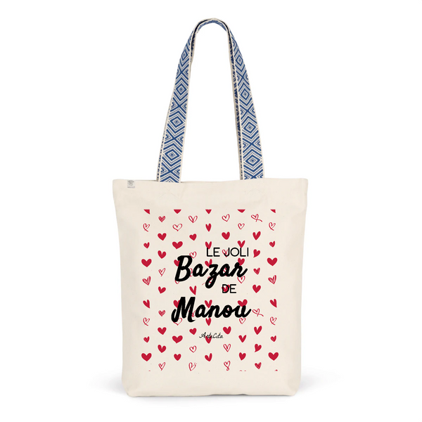 Tote Bag Premium - Le joli Bazar de Manou - 2 Coloris - Durable - Cadeau Personnalisable - Cadeaux-Positifs.com -Unique-Bleu-
