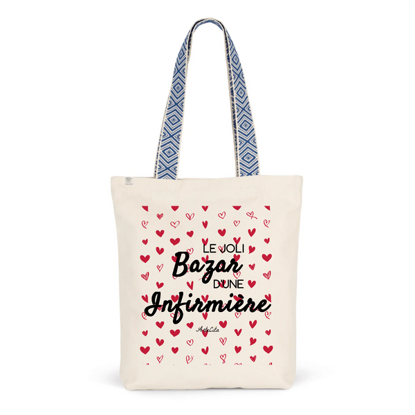 Tote Bag Premium - Le joli Bazar d'une Infirmière - 2 Coloris - Durable - Cadeau Personnalisable - Cadeaux-Positifs.com -Unique-Bleu-