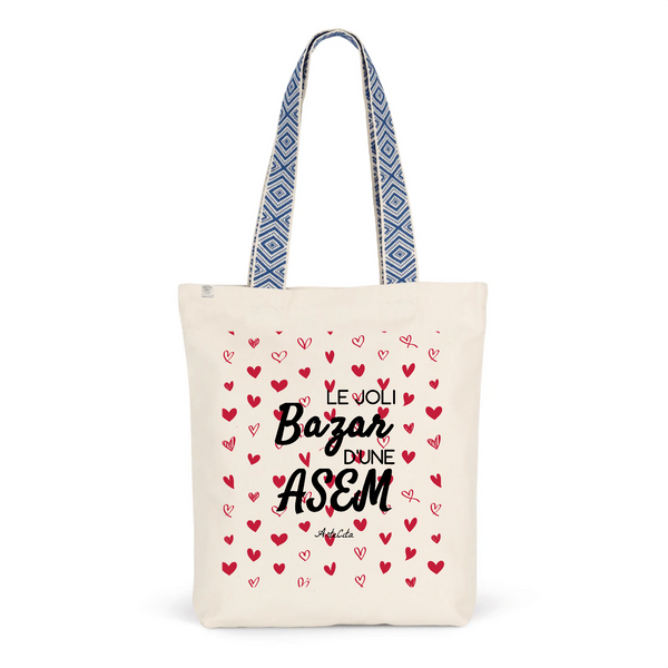 Tote Bag Premium - Le joli Bazar d'une ASEM - 2 Coloris - Durable - Cadeau Personnalisable - Cadeaux-Positifs.com -Unique-Bleu-