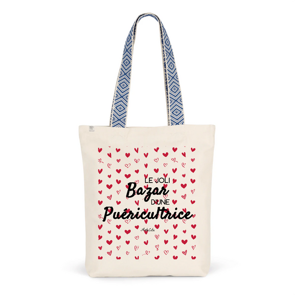 Tote Bag Premium - Le joli Bazar d'une Puéricultrice - 2 Coloris - Durable - Cadeau Personnalisable - Cadeaux-Positifs.com -Unique-Bleu-