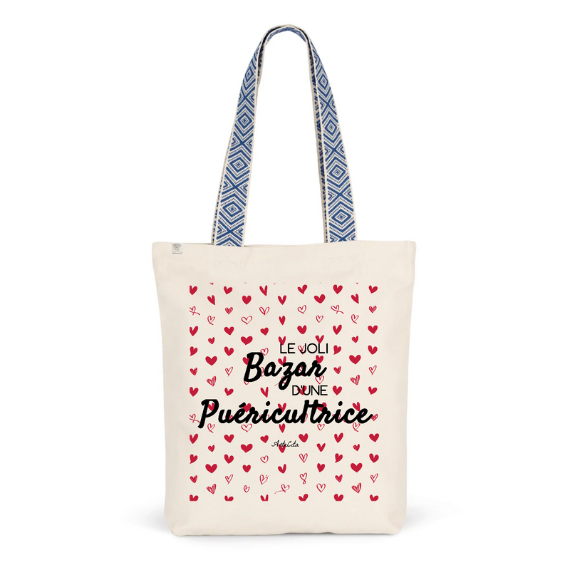 Cadeau anniversaire : Tote Bag Premium - Le joli Bazar d'une Puéricultrice - 2 Coloris - Durable - Cadeau Personnalisable - Cadeaux-Positifs.com -Unique-Bleu-