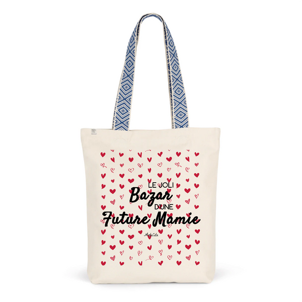 Tote Bag Premium - Le joli Bazar d'une Future Mamie - 2 Coloris - Durable - Cadeau Personnalisable - Cadeaux-Positifs.com -Unique-Bleu-