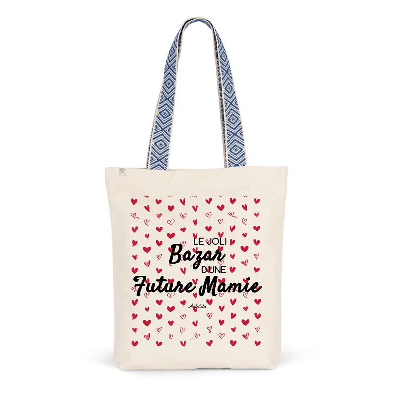 Cadeau anniversaire : Tote Bag Premium - Le joli Bazar d'une Future Mamie - 2 Coloris - Durable - Cadeau Personnalisable - Cadeaux-Positifs.com -Unique-Bleu-