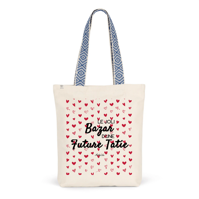 Cadeau anniversaire : Tote Bag Premium - Le joli Bazar d'une Future Tatie - 2 Coloris - Durable - Cadeau Personnalisable - Cadeaux-Positifs.com -Unique-Bleu-