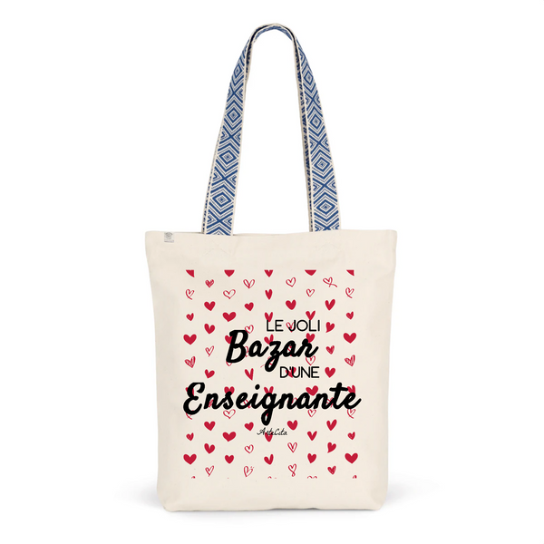 Tote Bag Premium - Le joli Bazar d'une Enseignante - 2 Coloris - Durable - Cadeau Personnalisable - Cadeaux-Positifs.com -Unique-Bleu-