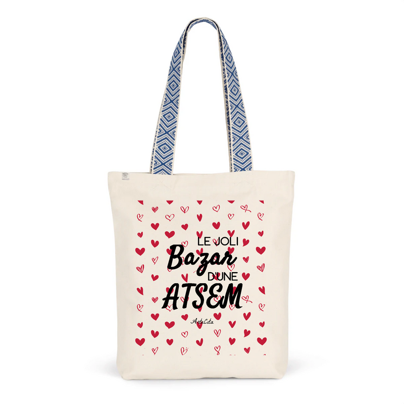 Cadeau anniversaire : Tote Bag Premium - Le joli Bazar d'une ATSEM - 2 Coloris - Durable - Cadeau Personnalisable - Cadeaux-Positifs.com -Unique-Bleu-