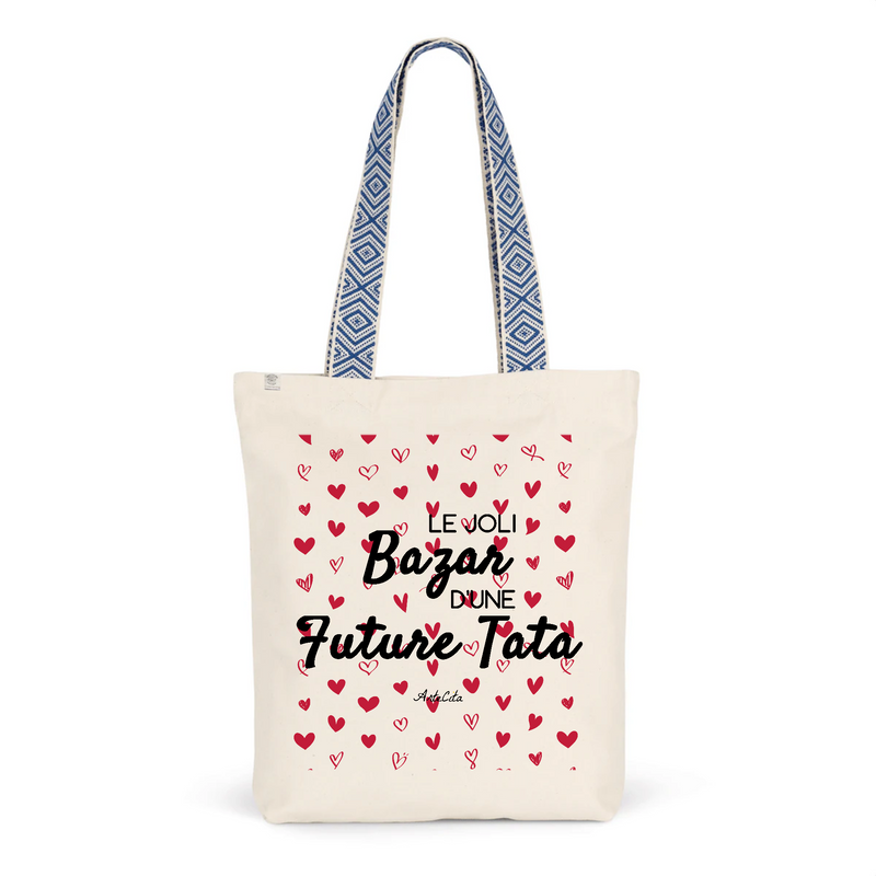 Cadeau anniversaire : Tote Bag Premium - Le joli Bazar d'une Future Tata - 2 Coloris - Durable - Cadeau Personnalisable - Cadeaux-Positifs.com -Unique-Bleu-