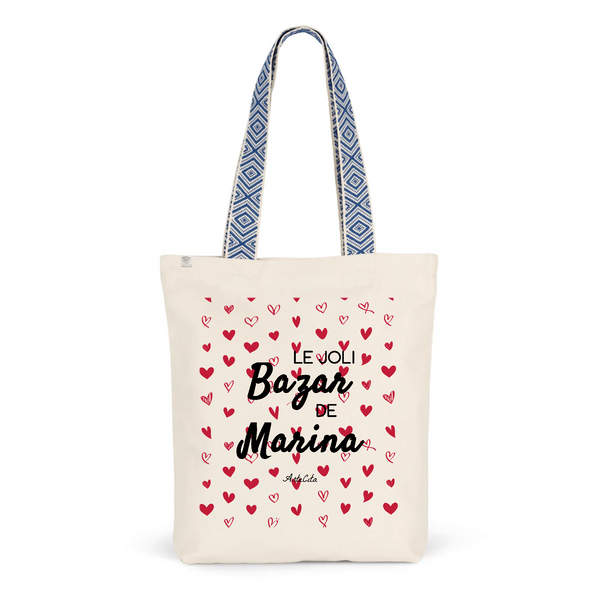 Tote Bag Premium - Le joli Bazar de Marina - 2 Coloris - Durable - Cadeau Personnalisable - Cadeaux-Positifs.com -Unique-Bleu-