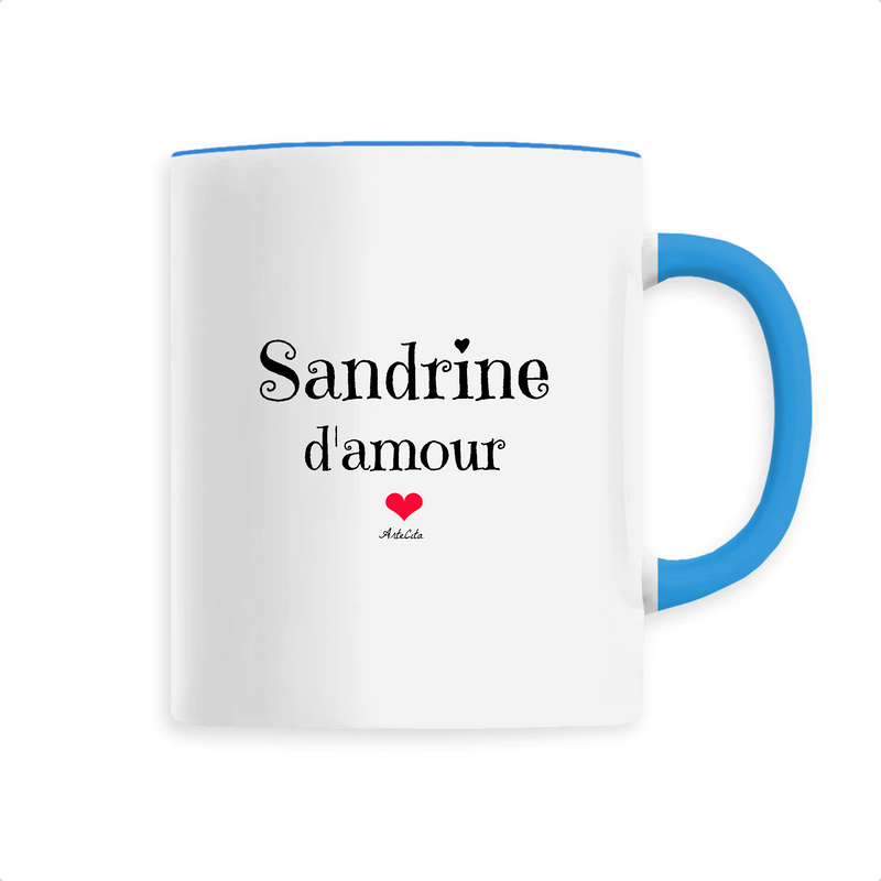 Cadeau anniversaire : Mug - Sandrine d'amour - 6 Coloris - Cadeau Original & Tendre - Cadeau Personnalisable - Cadeaux-Positifs.com -Unique-Bleu-